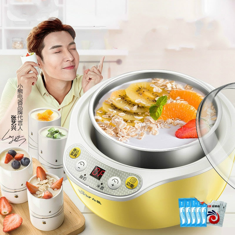 Electric Automatic Stainless Steel Multi Yogurt Maker Machine with 4 Ceramic Cups Rice Wine Maker Machine Kitchen Appliance